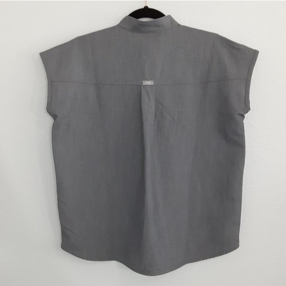 Figs Rafaela Oversized Scrub Top Graphite Gray Womens XS Mandarin Collar - Picture 3 of 12